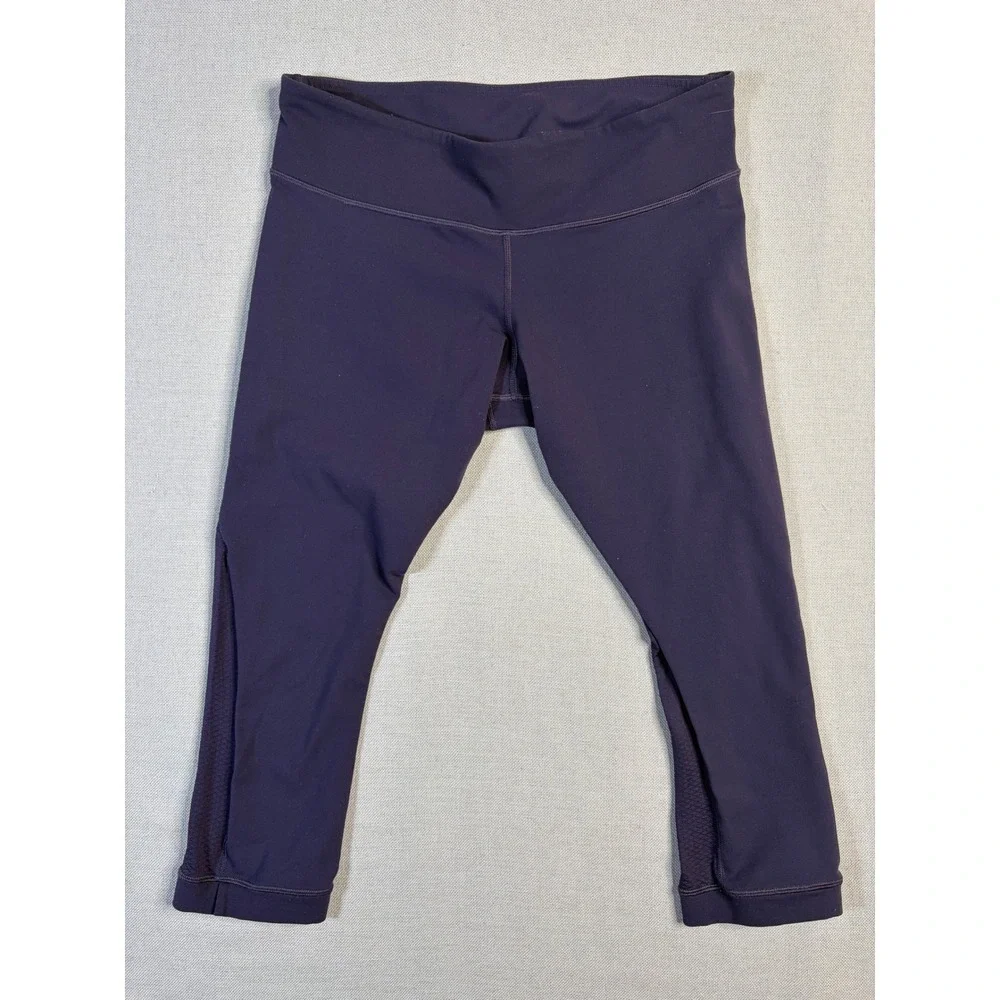 Lululemon Run Inspire Crop II‎ Purple Mesh Athletic Leggings Womens Size 10